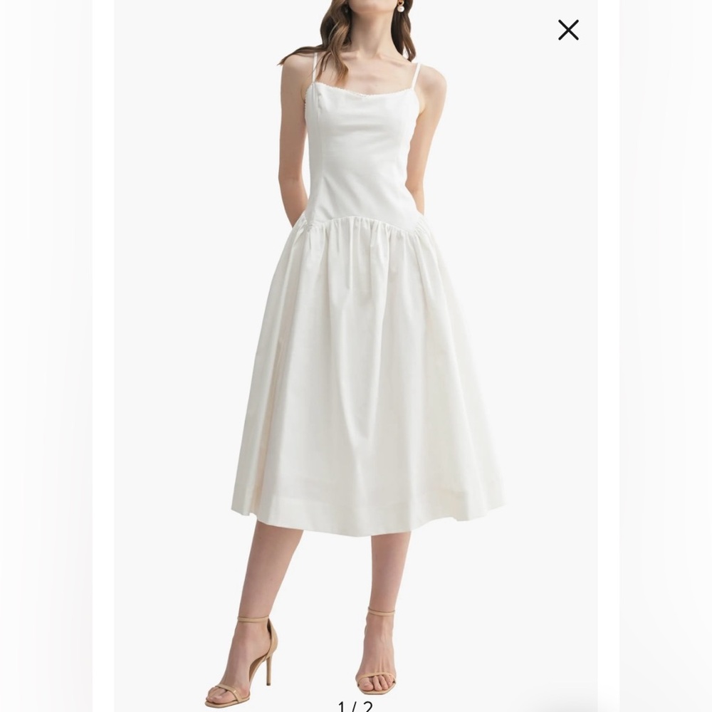 NWT All in Favor Drop Waist Cotton & Linen Midi Dress
